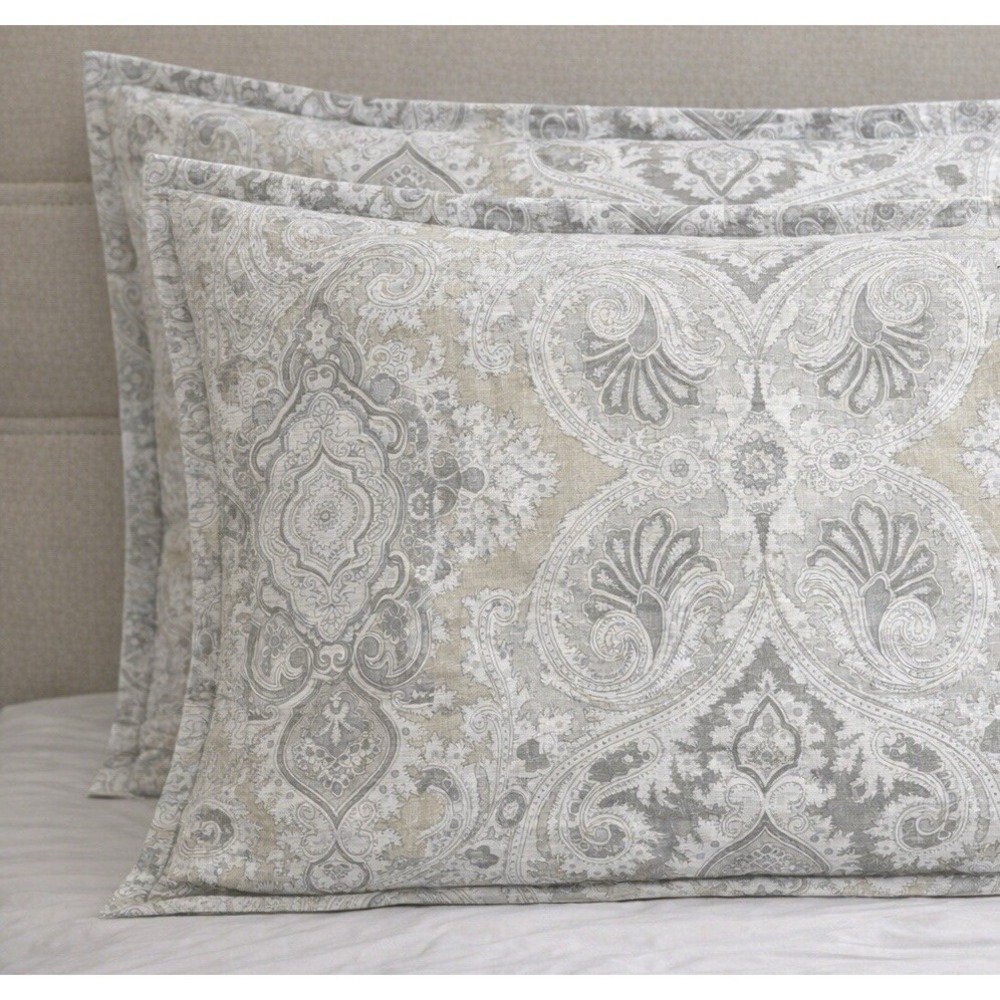Echo Odyssey Pillow Shams King Size Set Paisley Tan Taupe Cream Boho Cottage